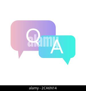 Q and A gradient icon Question and Answer with speech bubble symbol in modern gradient style Stock Vector