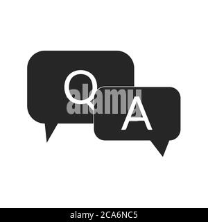Q and A black icon Question and Answer with speech bubble symbol in filled black style Stock Vector