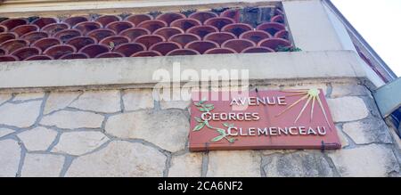 poetry avenue plaque in street of old French Riviera village of Vallauris Stock Photo