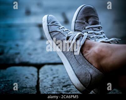 Traveling shoes in Italy Stock Photo