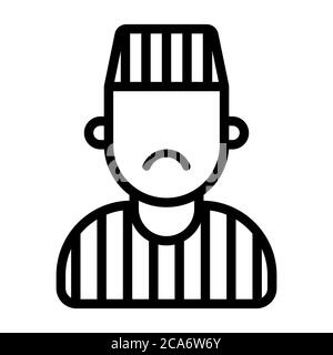 prisoner man in striped prison uniform. flat vector icon illustration. Stock Vector