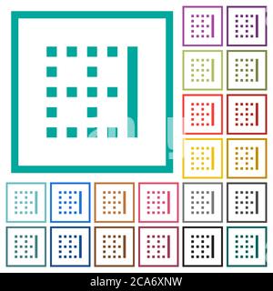Right border flat color icons with quadrant frames on white background Stock Vector