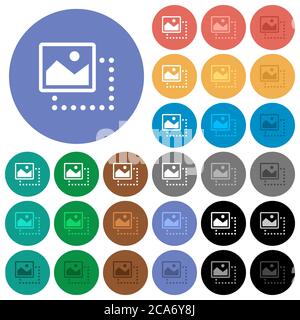 Drag image to top left multi colored flat icons on round backgrounds. Included white, light and dark icon variations for hover and active status effec Stock Vector