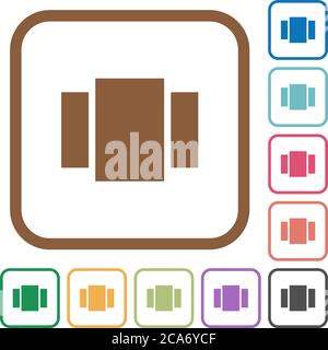 View carousel simple icons in color rounded square frames on white background Stock Vector