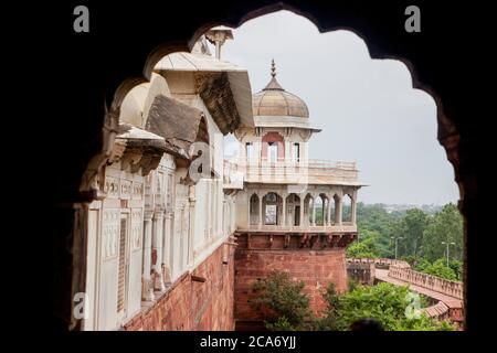 The historic Red Fort near the Taj Mahal in Agra, India. Stock Photo