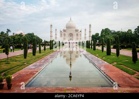 The iconic Taj Mahal, one of the Seven Wonders of the World. Stock Photo