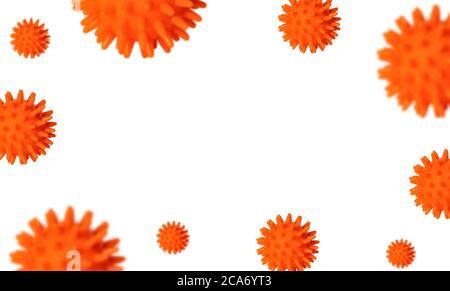 Abstract model of coronavirus spread, covid-19. Border, frame. Space for text. Virus molecules on a white background. Stock Photo