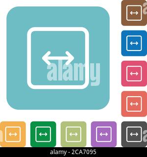 Adjust object width white flat icons on color rounded square backgrounds Stock Vector