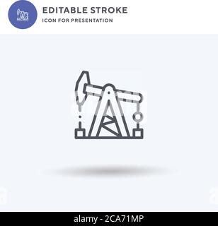 Pumpjack icon vector, filled flat sign, solid pictogram isolated on white, logo illustration. Pumpjack icon for presentation. Stock Vector
