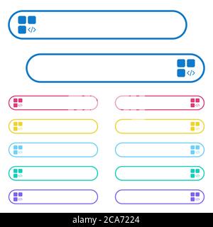 Component programming icons in rounded color menu buttons. Left and right side icon variations. Stock Vector