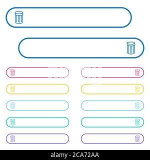 Recycle bin icons in rounded color menu buttons. Left and right side icon variations. Stock Vector