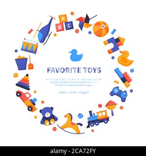 Favorite toys - vector flat design style banner Stock Vector
