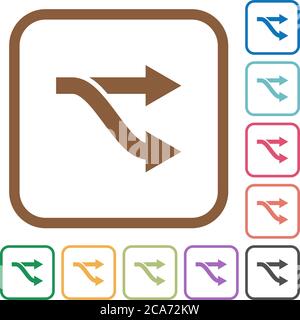 Fork simple icons in color rounded square frames on white background Stock Vector