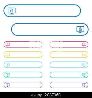 Lock screen icons in rounded color menu buttons. Left and right side icon variations. Stock Vector