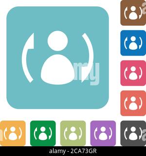 Syncronize contacts flat white icons on round color backgrounds Stock ...