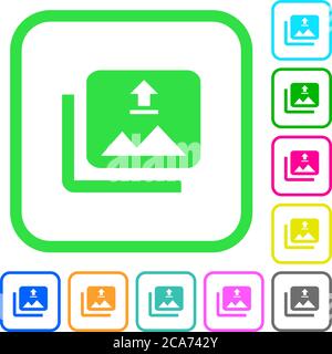 Upload multiple images vivid colored flat icons in curved borders on ...