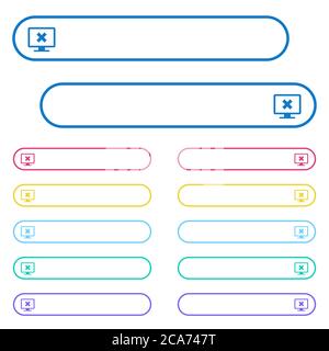 Cancel display settings icons in rounded color menu buttons. Left and right side icon variations. Stock Vector
