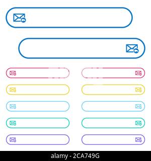 Reply mail icons in rounded color menu buttons. Left and right side icon variations. Stock Vector