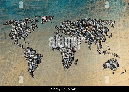 Roughly outlined world map with white background Stock Photo