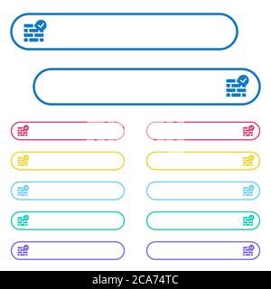 Active firewall icons in rounded color menu buttons. Left and right side icon variations. Stock Vector