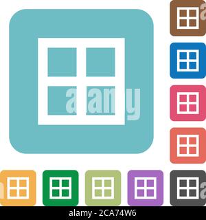 All borders white flat icons on color rounded square backgrounds Stock Vector