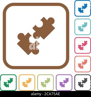 Cooperation simple icons in color rounded square frames on white background Stock Vector