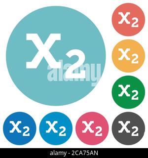 Subscript flat white icons on round color backgrounds Stock Vector