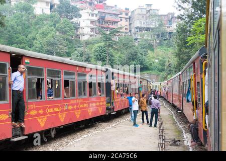 Shimla, India - Kalka-Shimla railway in Kalka, Himachal Pradesh, India. It is part of UNESCO World Heritage Site. Stock Photo