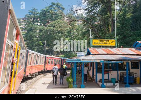 Shimla, India - Kalka-Shimla railway in Shimla, Himachal Pradesh, India. It is part of UNESCO World Heritage Site. Stock Photo