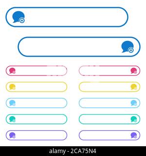 Blog comment settings icons in rounded color menu buttons. Left and right side icon variations. Stock Vector
