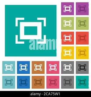 Full screen multi colored flat icons on plain square backgrounds. Included white and darker icon variations for hover or active effects. Stock Vector