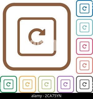 Rotate object right simple icons in color rounded square frames on white background Stock Vector