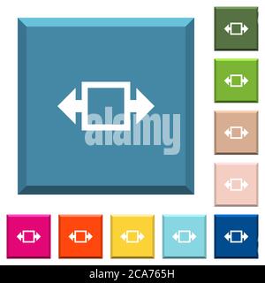 Width tool white icons on edged square buttons in various trendy colors Stock Vector