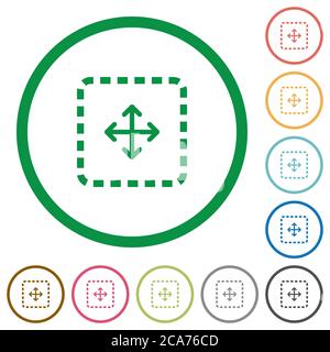 Drag object flat color icons in round outlines on white background Stock Vector