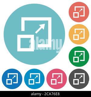Enlarge window flat white icons on round color backgrounds Stock Vector