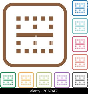 Horizontal border simple icons in color rounded square frames on white background Stock Vector