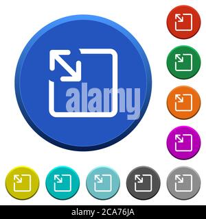 Resize object round color beveled buttons with smooth surfaces and flat white icons Stock Vector