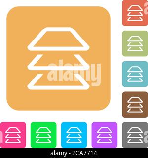 Multiple layers flat icons on rounded square vivid color backgrounds. Stock Vector