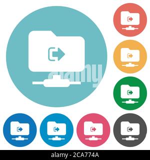 FTP sign out flat white icons on round color backgrounds. 17 background ...