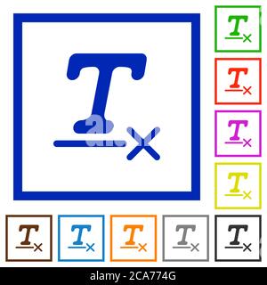 Clear text format flat color icons in square frames on white background Stock Vector