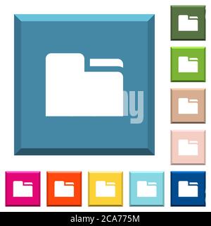 Tab folder white icons on edged square buttons in various trendy colors Stock Vector