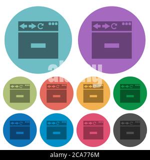 Browser remove tab darker flat icons on color round background Stock Vector
