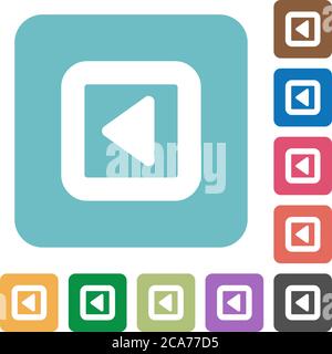 Toggle left white flat icons on color rounded square backgrounds Stock Vector