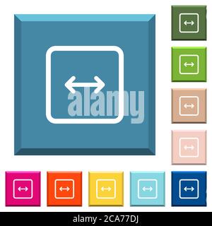 Adjust object width white icons on edged square buttons in various trendy colors Stock Vector