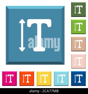 Adjust font height white icons on edged square buttons in various trendy colors Stock Vector