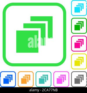 Multiple canvases vivid colored flat icons in curved borders on white background Stock Vector