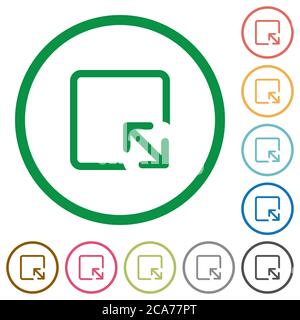 Resize object flat color icons in round outlines on white background Stock Vector