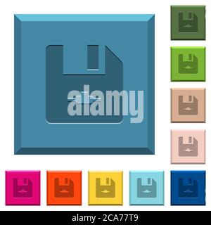 Network file engraved icons on edged square buttons in various trendy colors Stock Vector