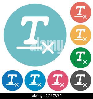 Clear text format flat white icons on round color backgrounds Stock Vector