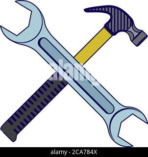 Crossed wrench hammer Stock Vector Images - Alamy